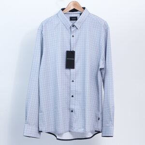 NWT 7 Diamonds Men's Blue Geometric Modern Fit Button Up Stretch Shirt Size XXL